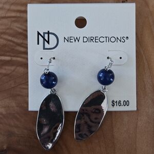 New Directions Navy and Silver Drop Earrings